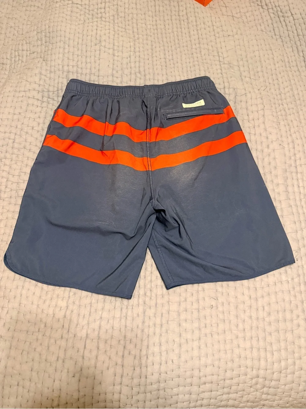 Fair Harbor Anchor Swim Trunks: Navy w/Red Stripes